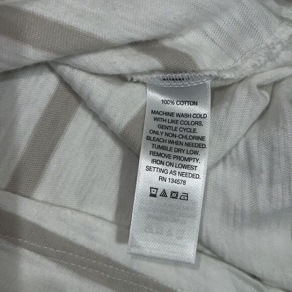 Vineyard Vines Anguilla Stripe Top White Tan Nautical Cotton 3/4 Sleeves Sz XS - Picture 8 of 8